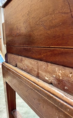 Lot 3120 - A mahogany spinet converted to a desk, the...