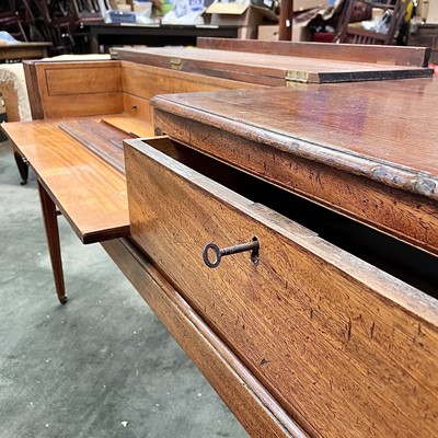 Lot 3120 - A mahogany spinet converted to a desk, the...