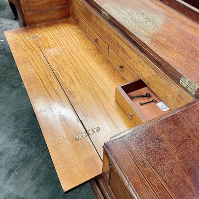 Lot 3120 - A mahogany spinet converted to a desk, the...