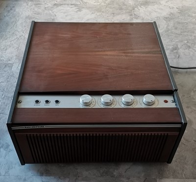 Lot 28 - A vintage wooden Marconiphone record player.