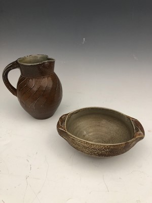 Lot 42 - Bridget Duxbury studio pottery jug and twin...