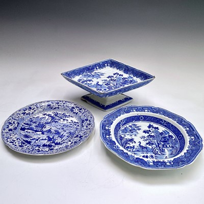 Lot 901 - A Dillwyn & Co Swansea blue and white plate,...