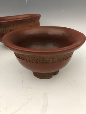 Lot 46 - Ethnic clay bowl diameter 20cm and two similar...