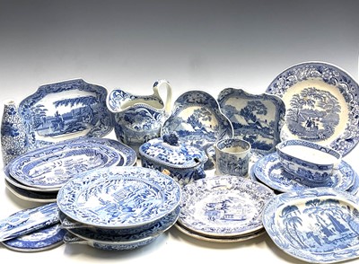 Lot 903 - A quantity of 19th blue and white pottery,...