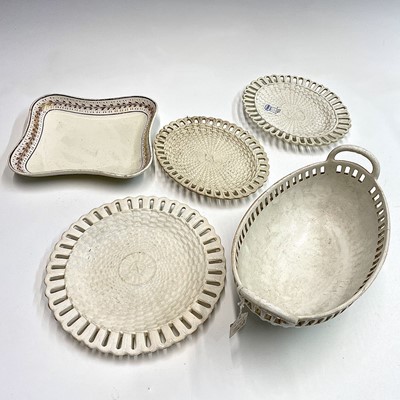 Lot 904 - A Wedgwood Queensware pierced and moulded twin...