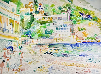 Lot 113 - Fred YATES (1922-2008) The Resort Watercolour...