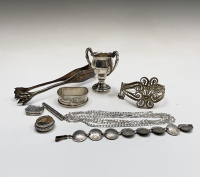 Lot 143 - A small hallmarked silver twin handled trophy,...