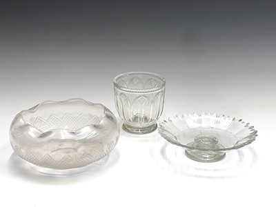 Lot 907 - A George III cut glass pedestal mixing bowl,...