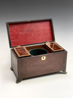 Lot 132 - A late George III mahogany and chequer inlaid...