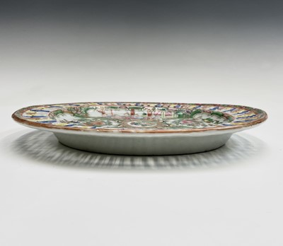 Lot 150 - A Chinese Canton porcelain oval dish, 19th...