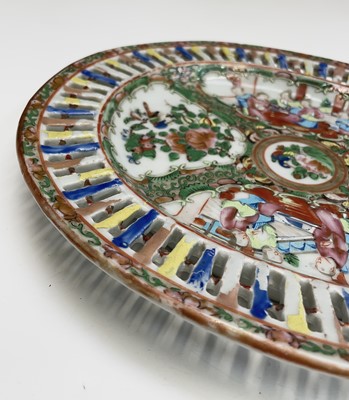 Lot 150 - A Chinese Canton porcelain oval dish, 19th...