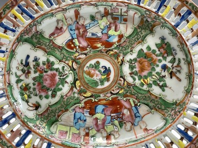 Lot 150 - A Chinese Canton porcelain oval dish, 19th...