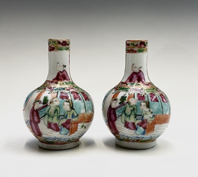 Lot 107 - A pair of Chinese Canton porcelain vases, 19th...
