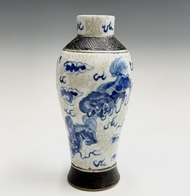 Lot 172 - A Chinese blue and white crackle glazed vase,...