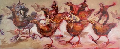 Lot 295 - Nicola BEALING (1963) The Bird Race, 1997 Oil...