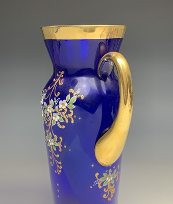 Lot 1113 - A Murano blue glass water set, the jug and six...
