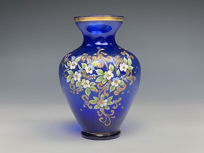 Lot 1113 - A Murano blue glass water set, the jug and six...