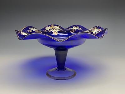 Lot 1113 - A Murano blue glass water set, the jug and six...