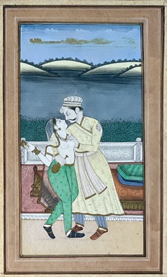 Lot 1005 - An Indian erotic painting depicting a couple...