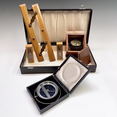 Lot 420 - A dry card travelling gimbal compass, circa...