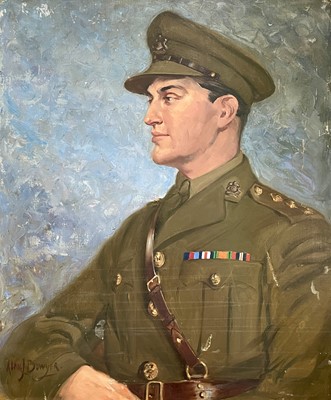 Lot 1151 - Alan J. BOWYER (XX) Portrait of an Officer Oil...