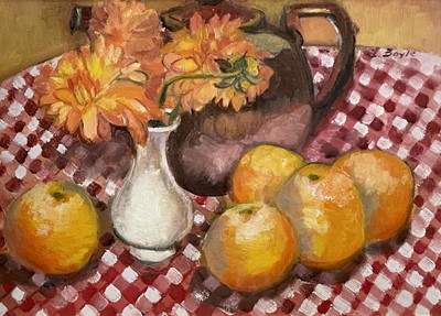 Lot 1126 - Lorna BOYLE Orange Still Life Oil on canvas...