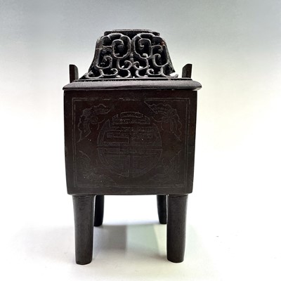 Lot 134 - A Chinese bronze 'longevity' censer, 18th/19th...