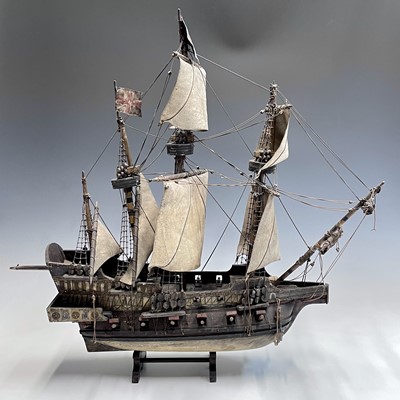 Lot 349 - A 20th century painted model of a three-masted...