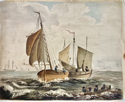 Lot 1422 - English school, circa 1820 Fishing vessels...