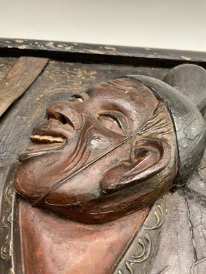 Lot 120 - A rare Chinese carved wood opium den sign,...