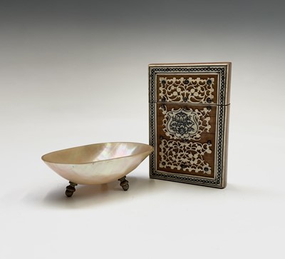 Lot 1020 - An Indian Vizagapatam horn and ivory card case,...