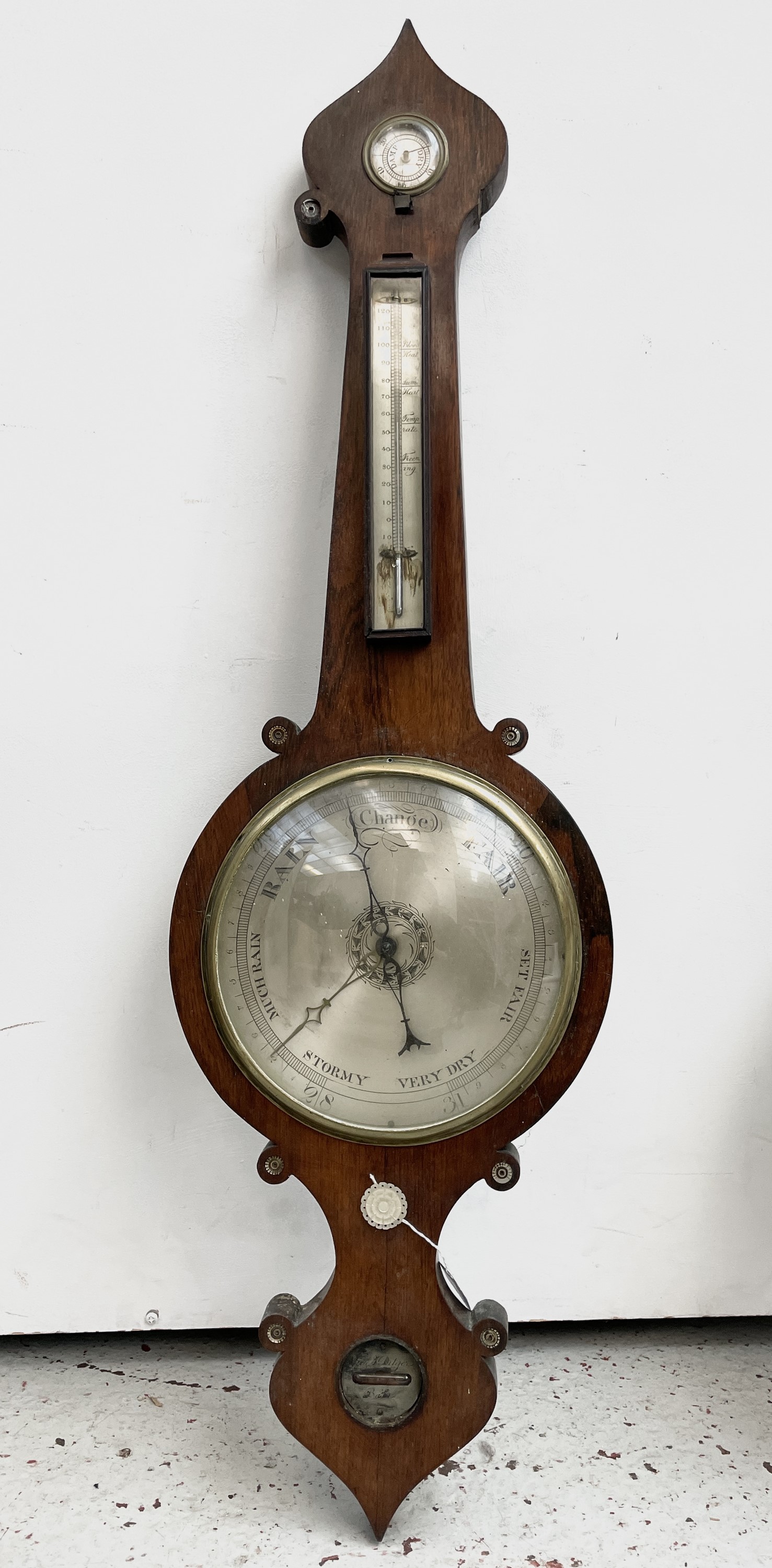 Lot 2912 - A Victorian rosewood onion top barometer,