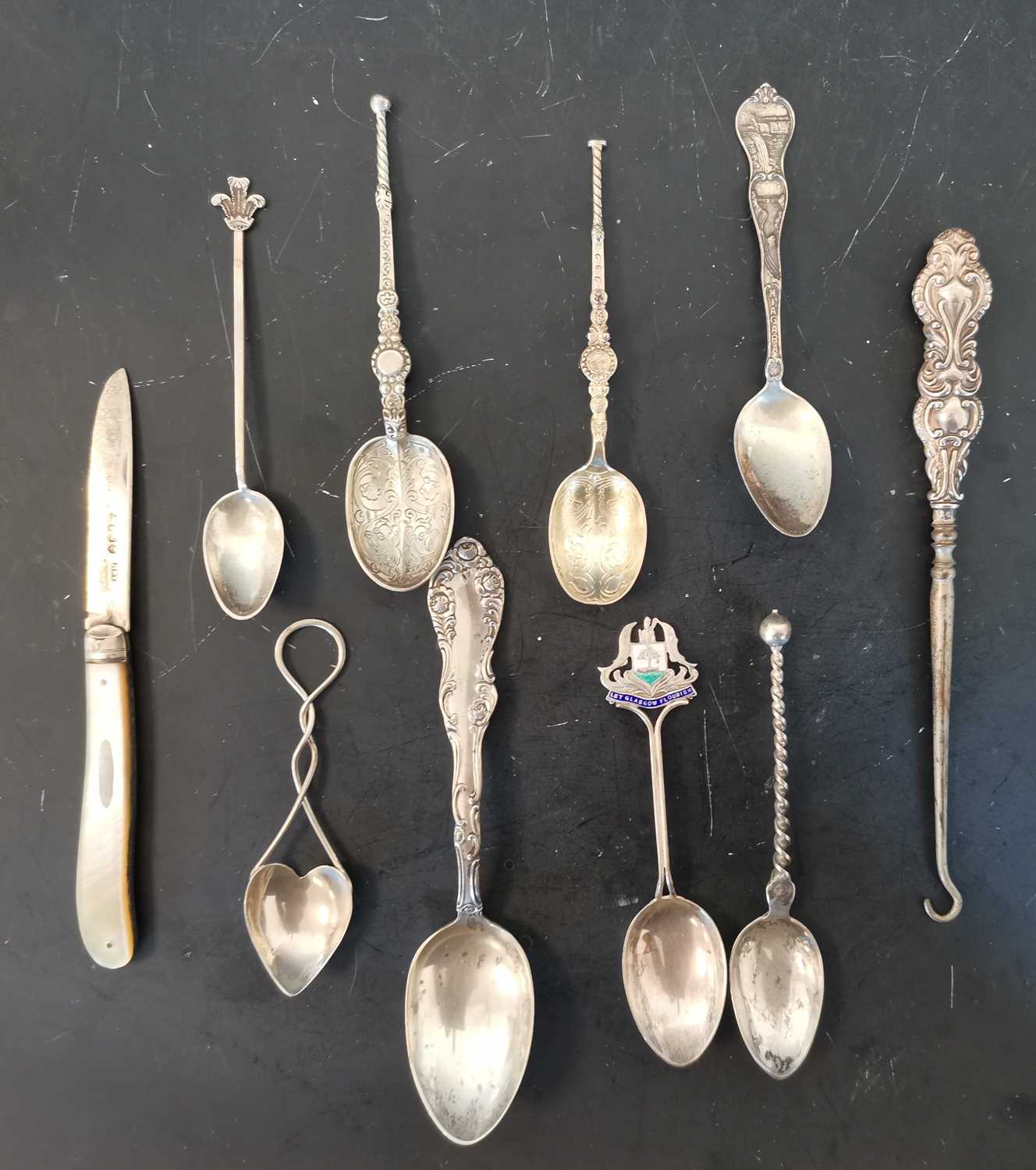 Lot 10 - A Victorian Birmhingham silver button hook and...