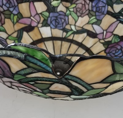 Lot 3 - A large Tiffany style stained glass lamp shade,...