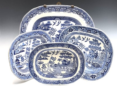 Lot 942 - Four various 19th century Staffordshire blue...