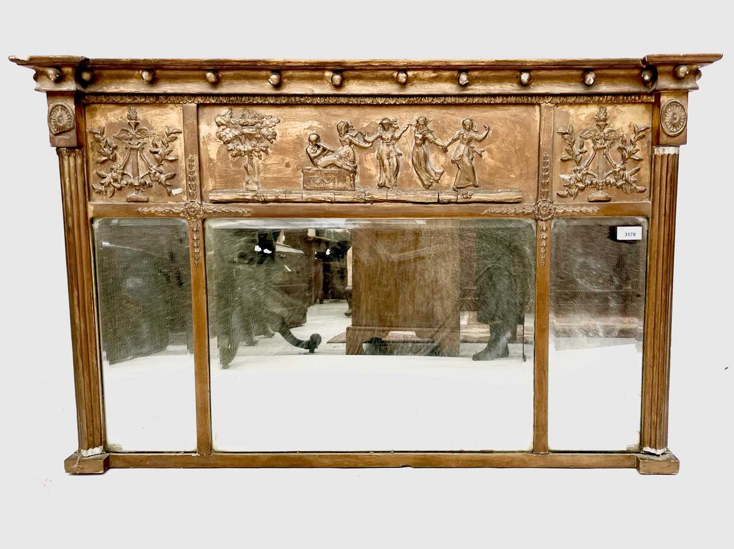 Lot 3178 - A Regency gilt gesso landscape overmantel...