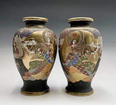 Lot 169 - A pair of Japanese Satsuma vases, early-mid...