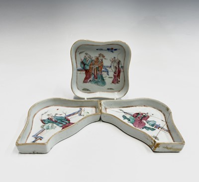 Lot 175 - Three Chinese famille rose porcelain dishes,...