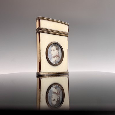 Lot 168 - An ivory and tortoiseshell card case with gilt...