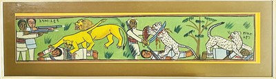 Lot 1417 - Indian Hunting Scene with Lions and Leopards...