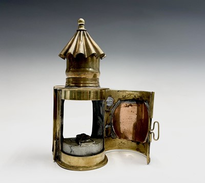 Lot 116 - A 19th century brass night watchman's lamp....