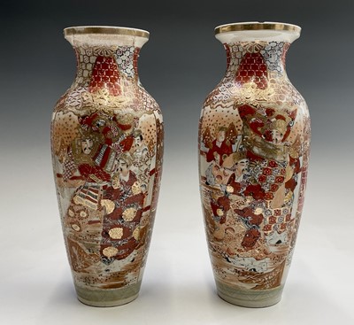 Lot 188 - A near pair of Japanese Satsuma pottery vases,...