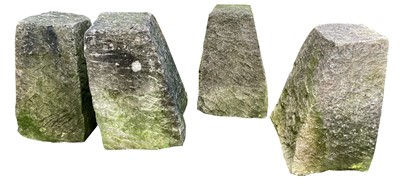 Lot 601 - Four limestone staddle stone bases. Each...