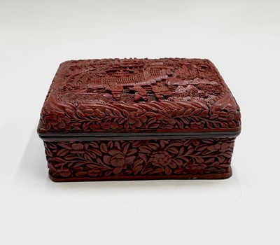 Lot 102 - A Chinese cinnabar lacquer box, 19th century,...