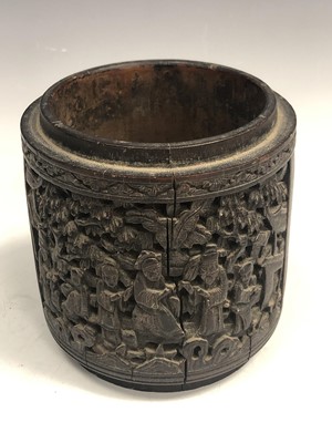 Lot 36 - A Chinese19th-century bamboo brush pot carved...
