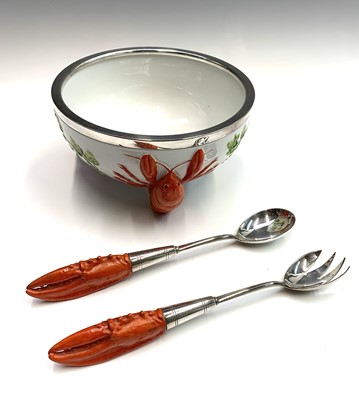 Lot 1014 - A continental 'lobster' design ceramic salad...