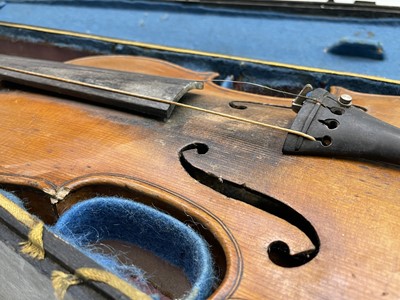 Lot 207 - A violin with two piece back, LOB 35.5cm,...