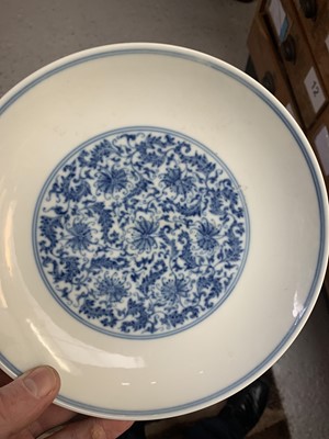 Lot 84 - A Chinese blue and white porcelain dish, with...