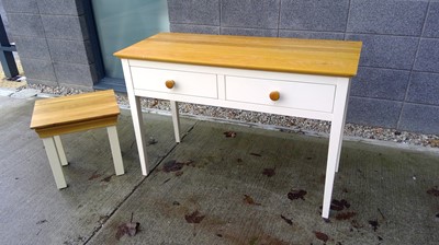 Lot 7 - Console table with Oak top and two drawers ,...