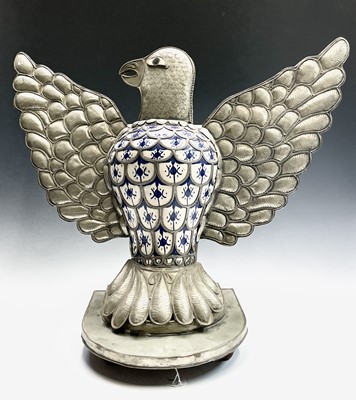 Lot 380 - An Eastern silvered metal and blue and white...